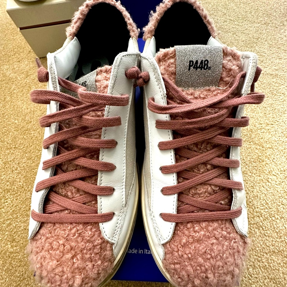 P448 John Pink Shearling Sz 41